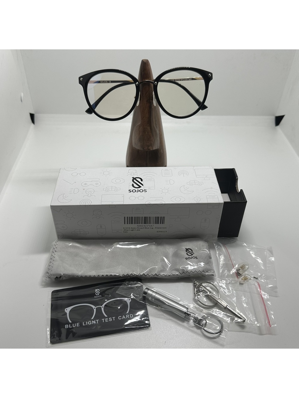SOJOS Black and Gold Prescription Glasses Frames with Accessories